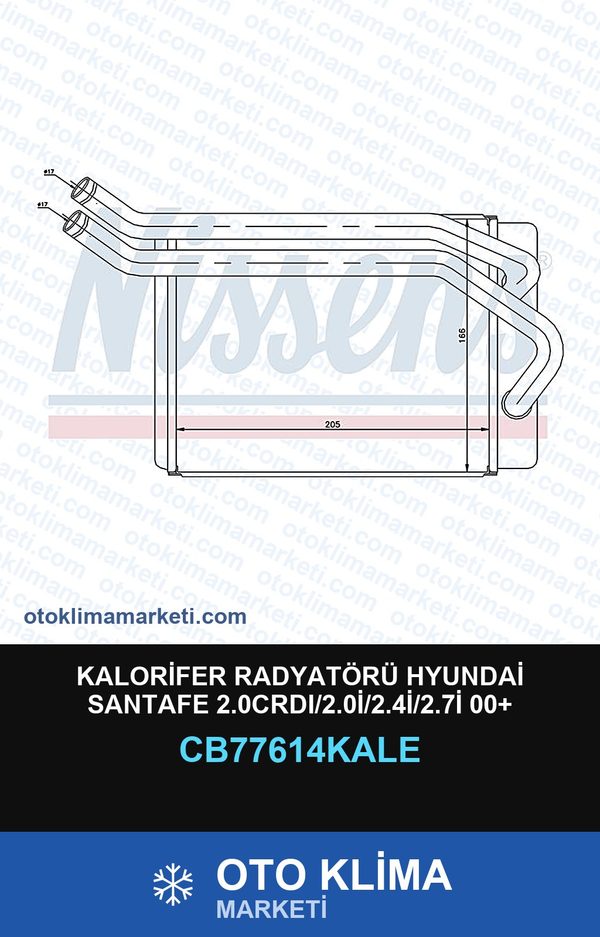 Kalorifer Radyatörü Hyundai Santafe 2.0CRDI/2.0İ/2.4İ/2.7İ 00+ — KALORİFER PETEĞİ — KALE marka — Uyumlu: HYUNDAI