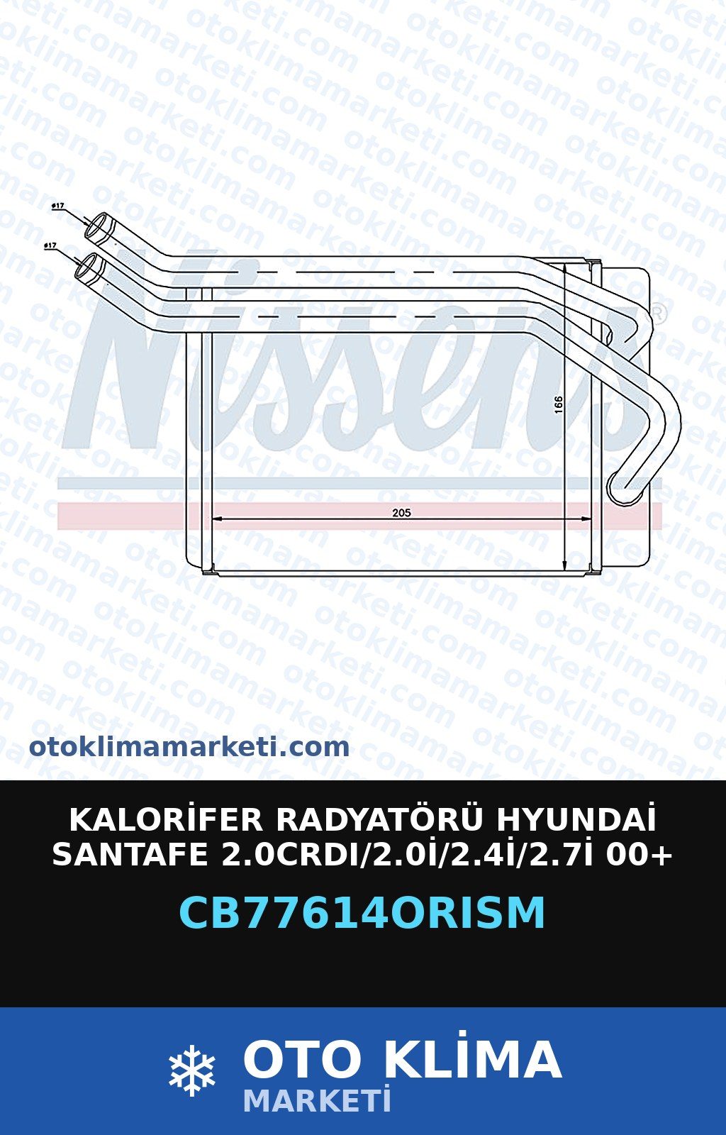 Kalorifer Radyatörü Hyundai Santafe 2.0CRDI/2.0İ/2.4İ/2.7İ 00+ Oris — KALORİFER PETEĞİ — ORİS marka — Uyumlu: HYUNDAI