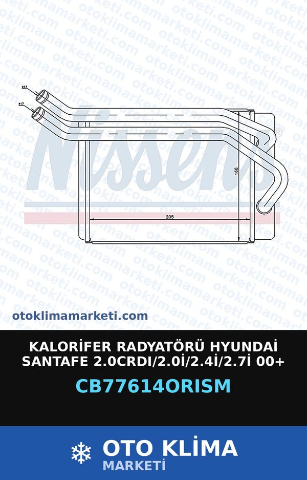 Kalorifer Radyatörü Hyundai Santafe 2.0CRDI/2.0İ/2.4İ/2.7İ 00+ Oris — KALORİFER PETEĞİ — ORİS marka — Uyumlu: HYUNDAI