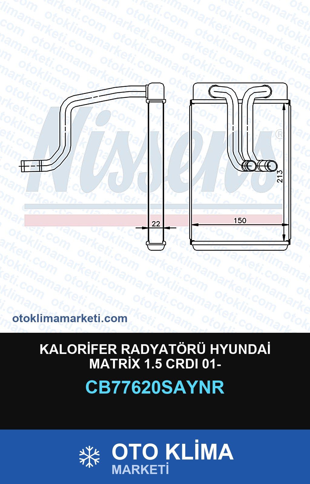 Kalorifer Radyatörü Hyundai Matrix 1.5 CRDI 01- — KALORİFER PETEĞİ — UNICORE marka — Uyumlu: HYUNDAI
