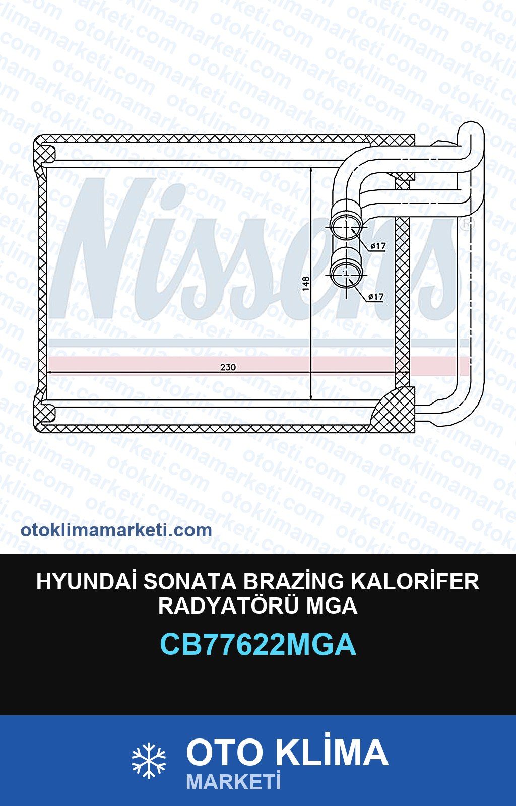 Hyundai Sonata Brazing Kalorifer Radyatörü Mga — KALORİFER PETEĞİ — MGA marka — Uyumlu: HYUNDAI