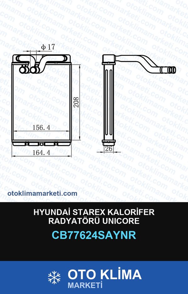 Hyundai Starex Kalorifer Radyatörü Unicore — KALORİFER PETEĞİ — UNICORE marka — Uyumlu: HYUNDAI