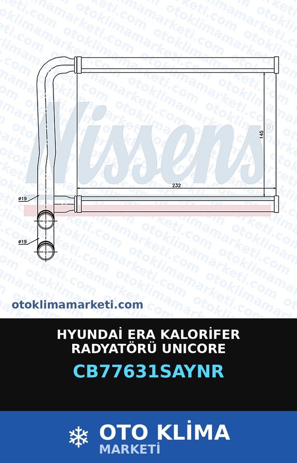 Hyundai Era Kalorifer Radyatörü Unicore — KALORİFER PETEĞİ — UNICORE marka — Uyumlu: HYUNDAI
