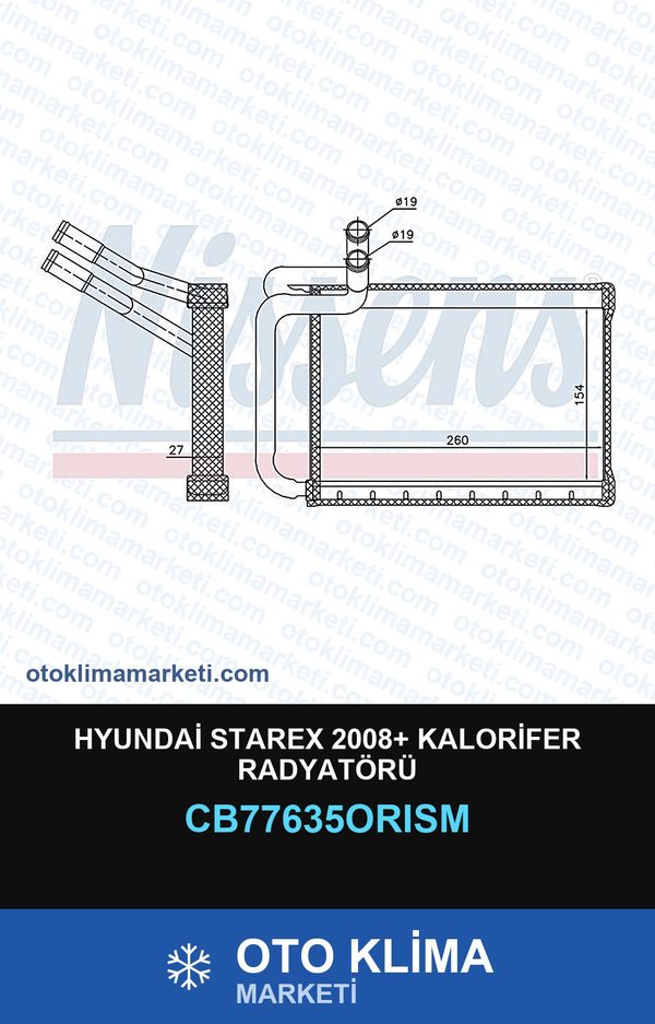 Hyundai Starex 2008+ Kalorifer Radyatörü — KALORİFER PETEĞİ — ORİS marka — Uyumlu: HYUNDAI