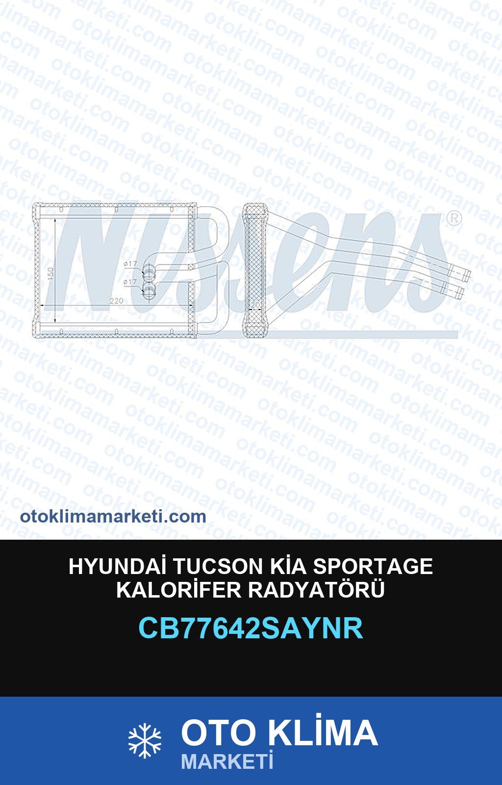 Hyundai Tucson Kia Sportage Kalorifer Radyatörü — KALORİFER PETEĞİ — UNICORE marka — Uyumlu: HYUNDAI, KIA