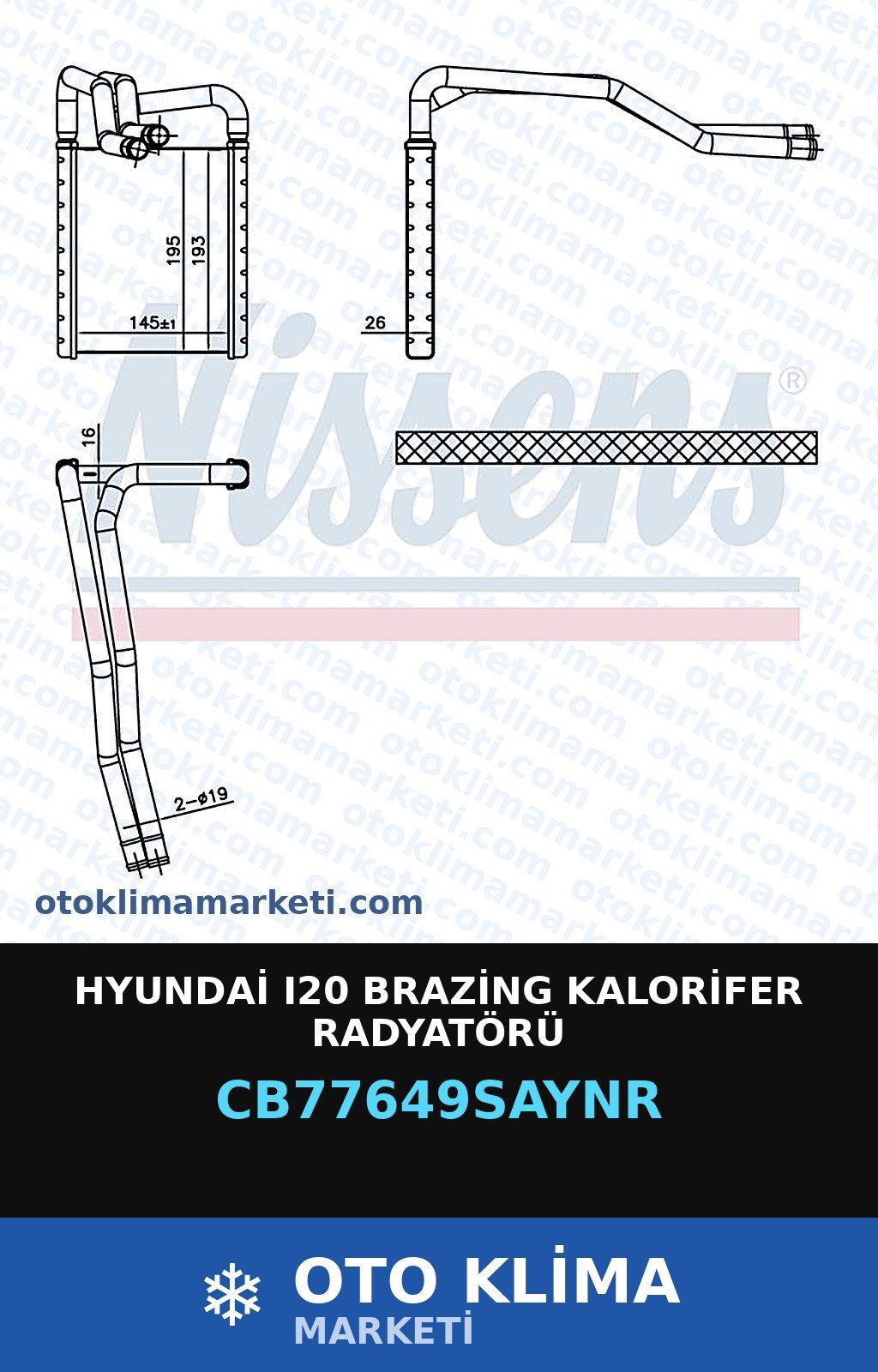 Hyundai I20 Brazing Kalorifer Radyatörü — KALORİFER PETEĞİ — UNICORE marka — Uyumlu: HYUNDAI