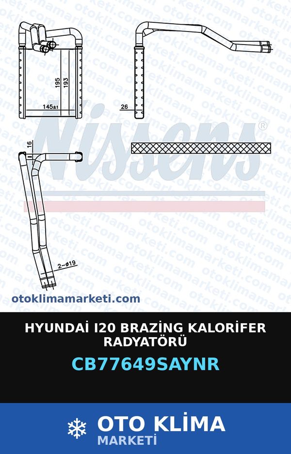 Hyundai I20 Brazing Kalorifer Radyatörü — KALORİFER PETEĞİ — UNICORE marka — Uyumlu: HYUNDAI