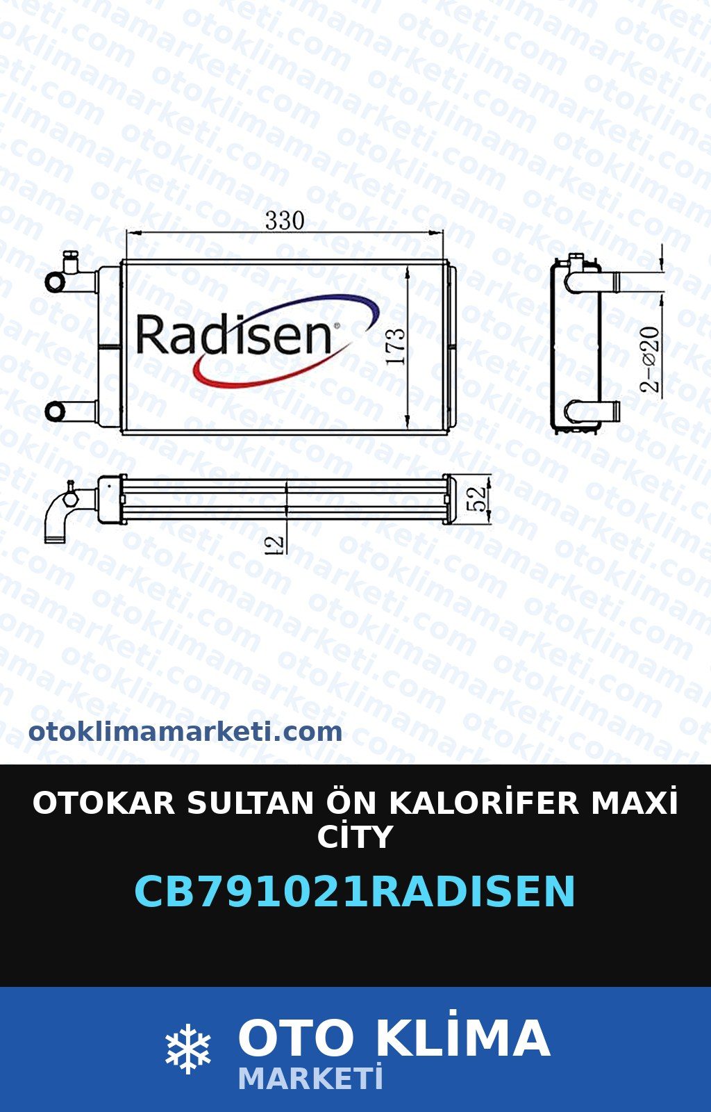 Otokar Sultan Ön Kalorifer Maxi City — KALORİFER PETEĞİ — RADİSEN marka — Uyumlu: OTOKAR