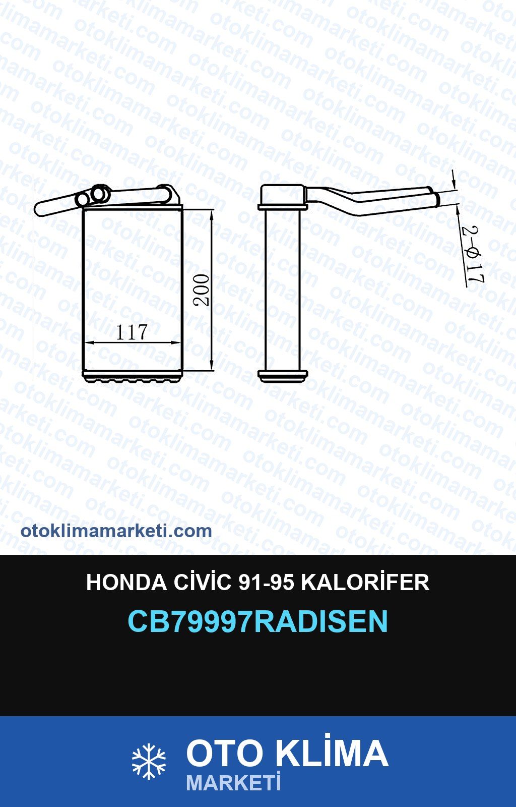 Honda Civic 91-95 Kalorifer — KALORİFER PETEĞİ — RADİSEN marka — Uyumlu: HONDA