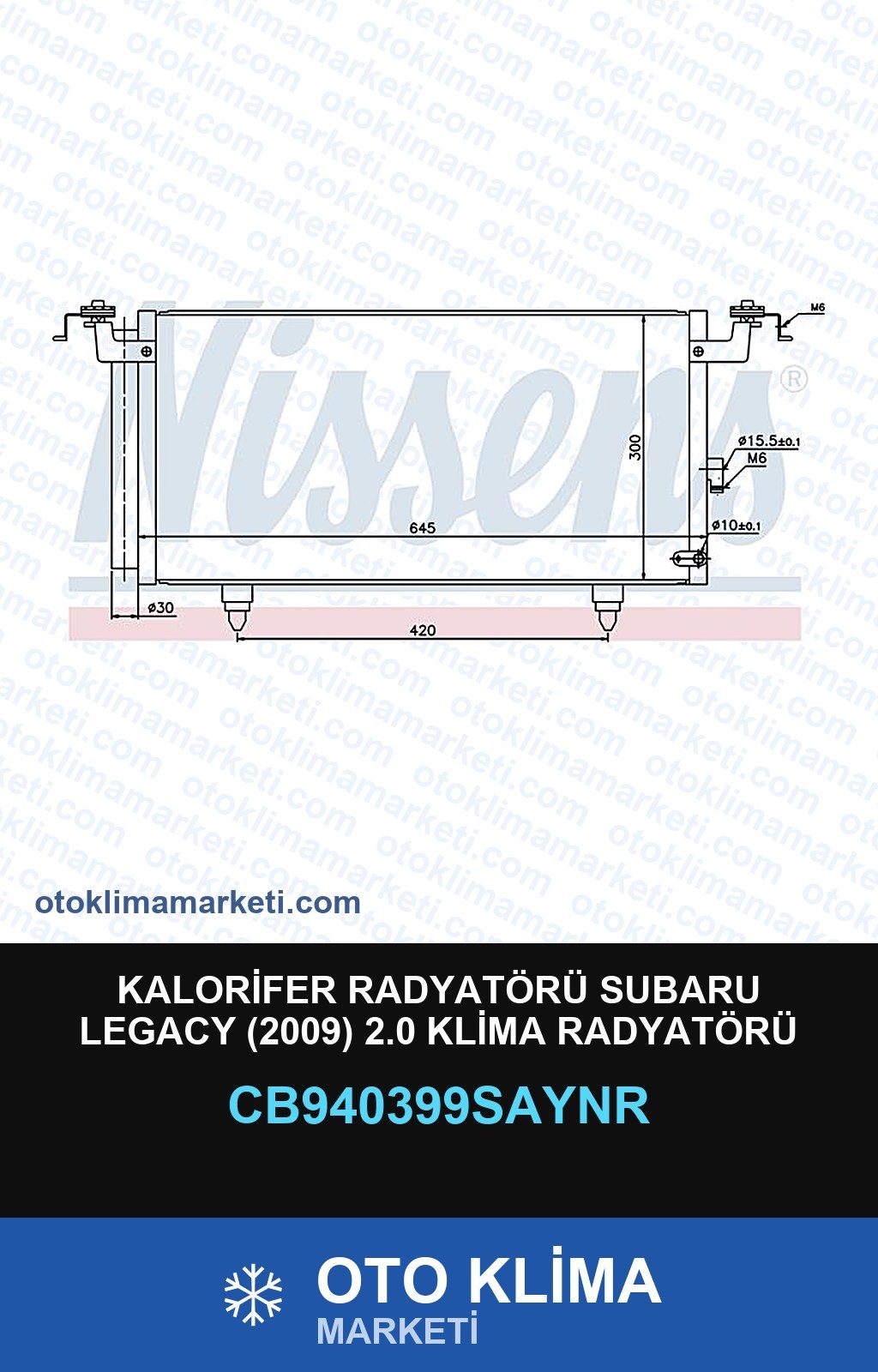 Kalorifer Radyatörü Subaru Legacy (2009) 2.0 Klima Radyatörü — KALORİFER PETEĞİ — UNICORE marka — Uyumlu: SUBARU