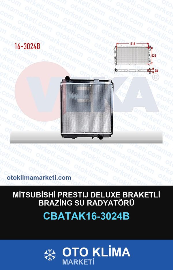 Mitsubishi Prestıj Deluxe Braketli Brazing Su Radyatörü — SU RADYATÖRÜ — VEKA marka — Uyumlu: MITSUBISHI
