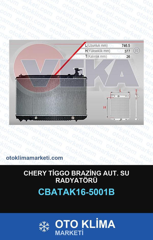 Chery Tiggo Brazing Aut. Su Radyatörü — SU RADYATÖRÜ — VEKA marka — Uyumlu: CHERY