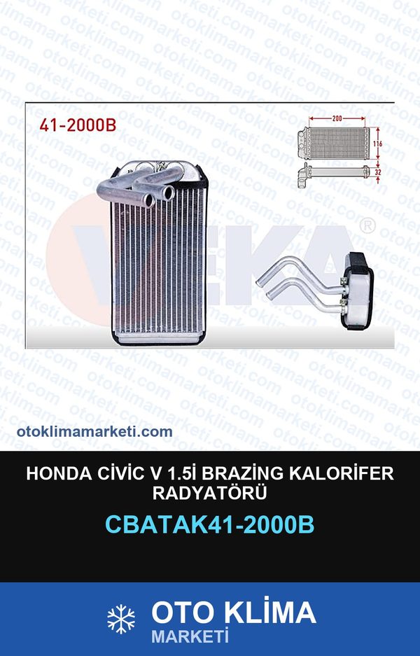Honda Civic V 1.5İ Brazing Kalorifer Radyatörü — KALORİFER PETEĞİ — VEKA marka — Uyumlu: HONDA