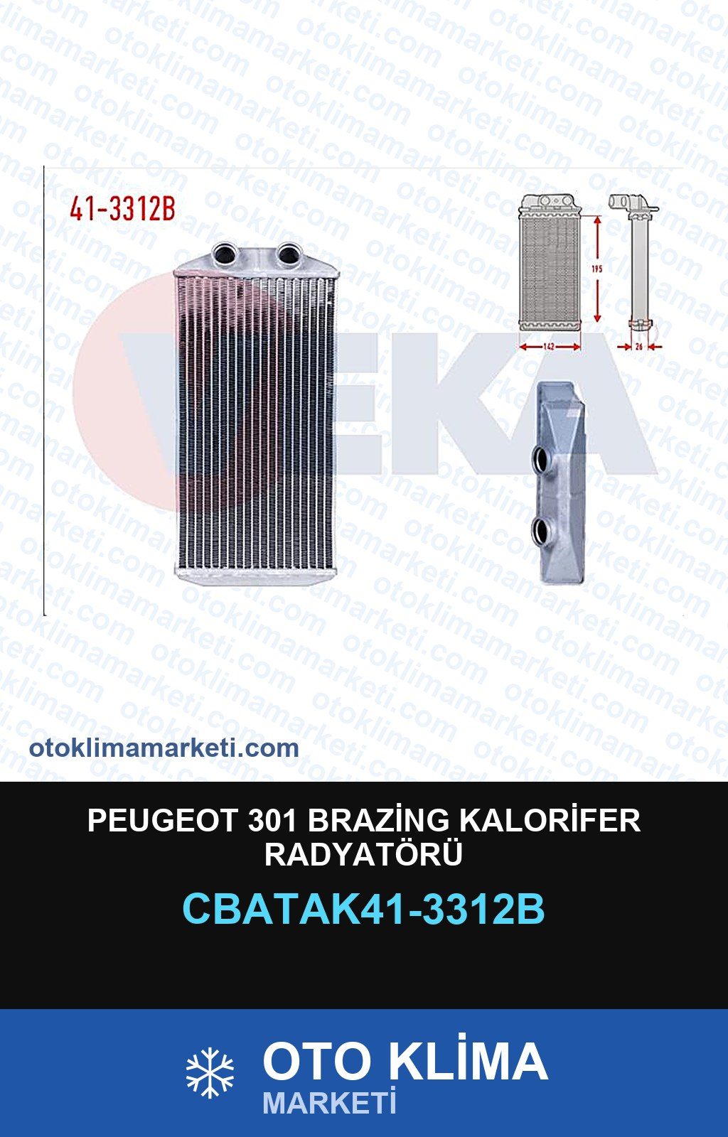 Peugeot 301 Brazing Kalorifer Radyatörü — KALORİFER PETEĞİ — VEKA marka — Uyumlu: PEUGEOT