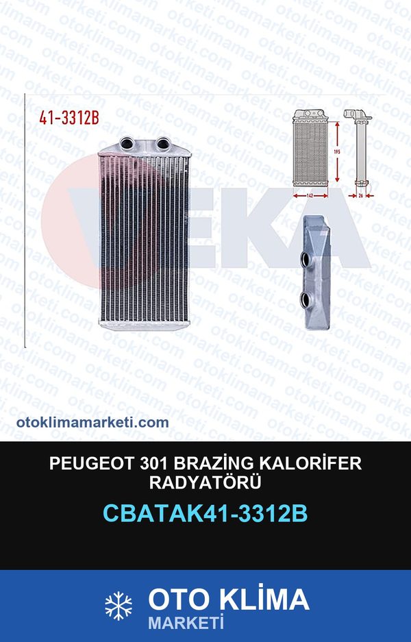 Peugeot 301 Brazing Kalorifer Radyatörü — KALORİFER PETEĞİ — VEKA marka — Uyumlu: PEUGEOT