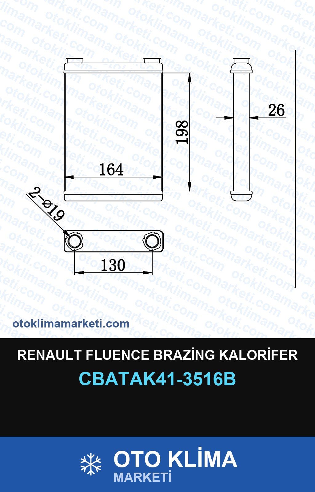 Renault Fluence Brazing Kalorifer — KALORİFER PETEĞİ — VEKA marka — Uyumlu: RENAULT