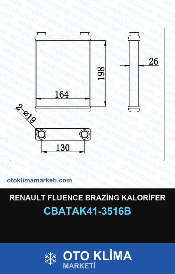 Renault Fluence Brazing Kalorifer — KALORİFER PETEĞİ — VEKA marka — Uyumlu: RENAULT