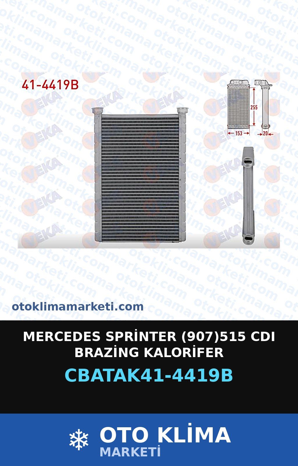 Mercedes Sprinter (907)515 CDI Brazing Kalorifer — KALORİFER PETEĞİ — VEKA marka — Uyumlu: MERCEDES BENZ