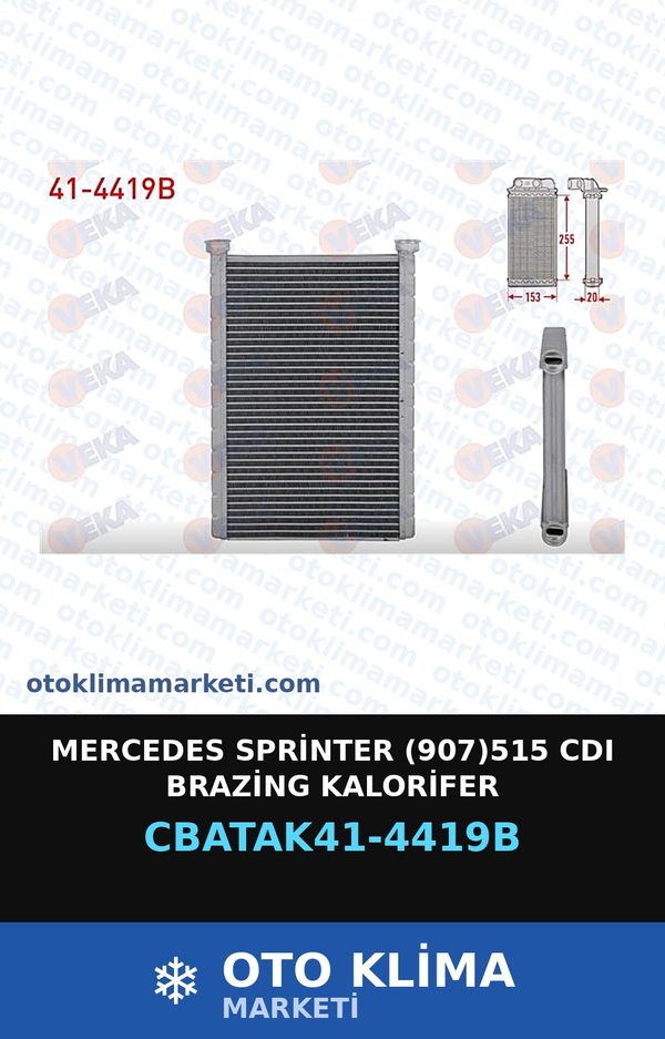 Mercedes Sprinter (907)515 CDI Brazing Kalorifer — KALORİFER PETEĞİ — VEKA marka — Uyumlu: MERCEDES BENZ