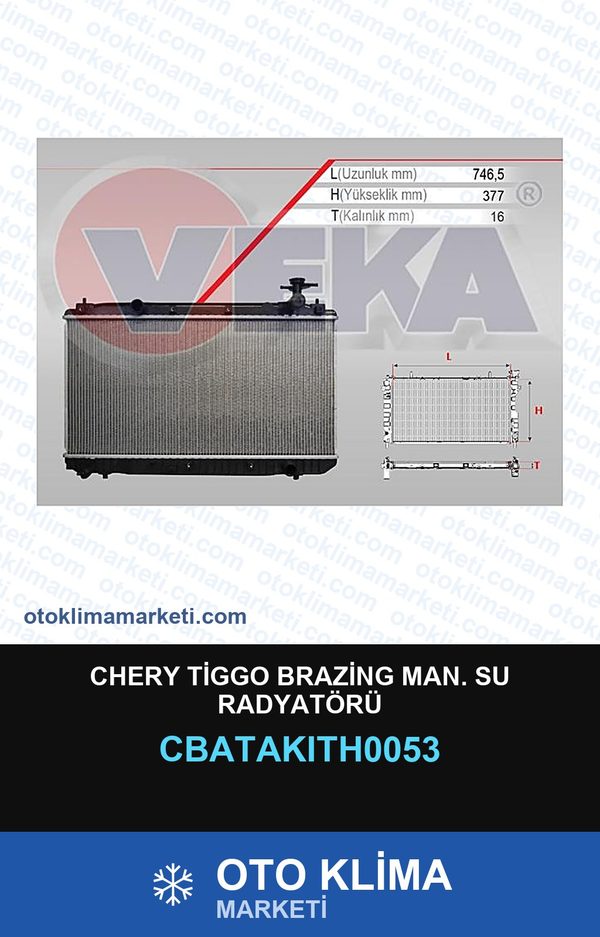 Chery Tiggo Brazing MAN. Su Radyatörü — SU RADYATÖRÜ — VEKA marka — Uyumlu: CHERY, MAN