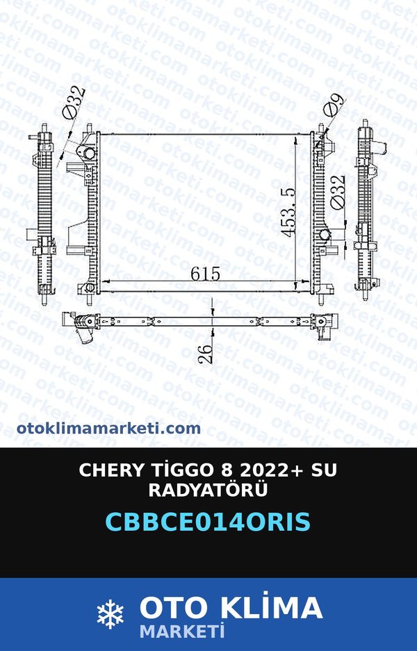 Chery Tiggo 8 2022+ Su Radyatörü — SU RADYATÖRÜ — ORİS marka — Uyumlu: CHERY