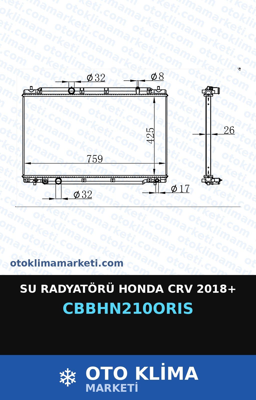 Su Radyatörü Honda CRV 2018+ — SU RADYATÖRÜ — ORİS marka — Uyumlu: HONDA