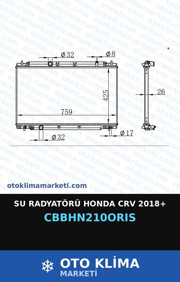 Su Radyatörü Honda CRV 2018+ — SU RADYATÖRÜ — ORİS marka — Uyumlu: HONDA