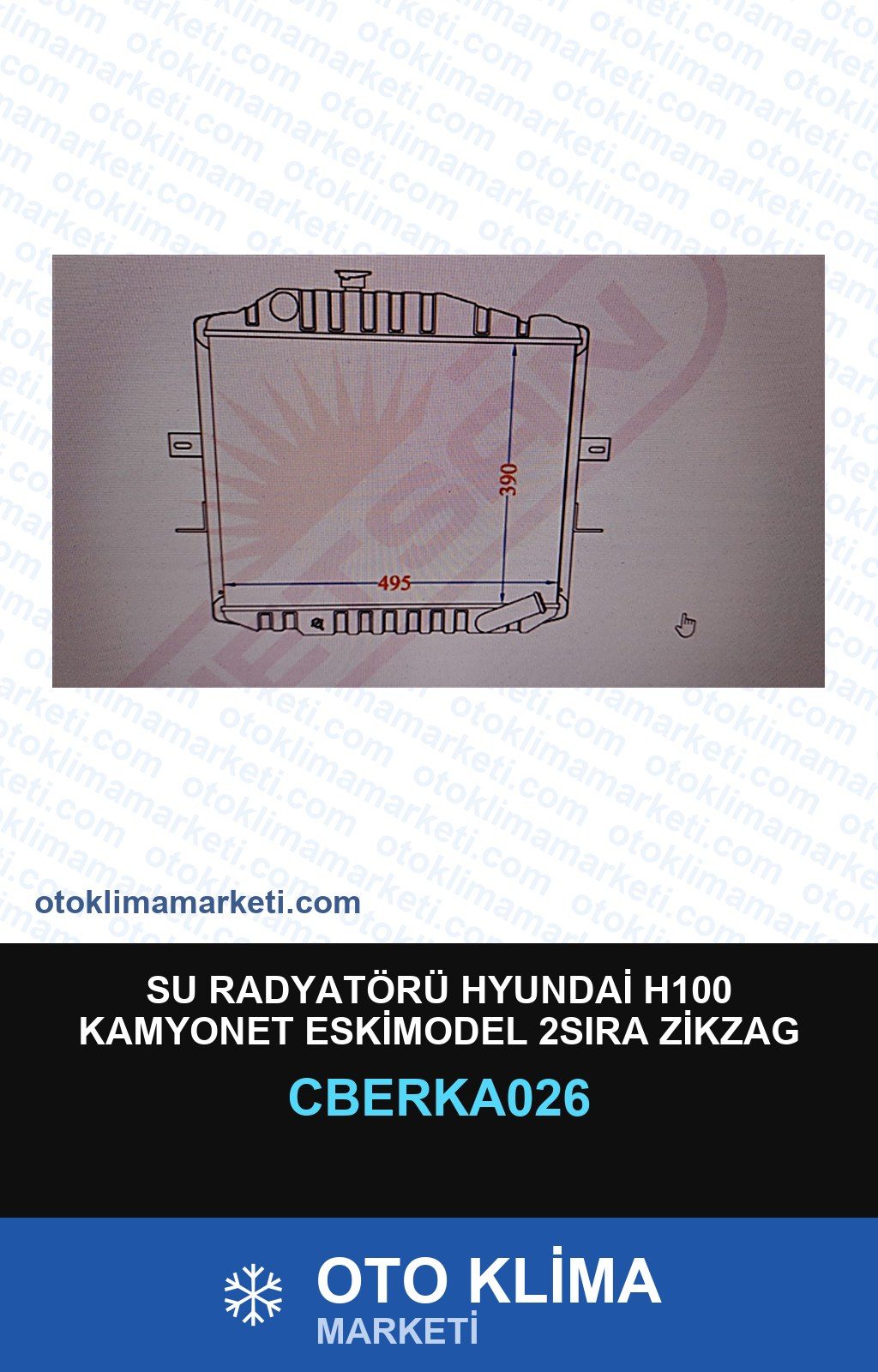 Su Radyatörü Hyundai H100 Kamyonet Eskimodel 2SIRA Zikzag 94-96 — SU RADYATÖRÜ — ERKA marka — Uyumlu: HYUNDAI