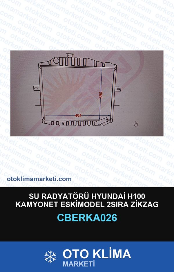 Su Radyatörü Hyundai H100 Kamyonet Eskimodel 2SIRA Zikzag 94-96 — SU RADYATÖRÜ — ERKA marka — Uyumlu: HYUNDAI