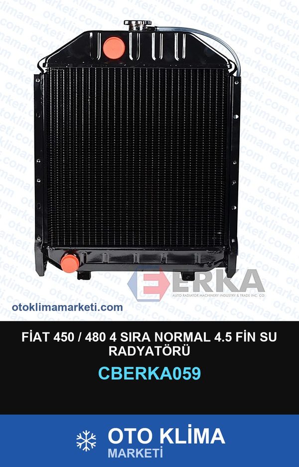 Fiat 450 / 480 4 Sıra Normal 4.5 Fin Su Radyatörü — SU RADYATÖRÜ — ERKA marka — Uyumlu: FIAT