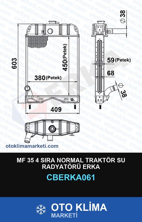 Mf 35 4 Sıra Normal Traktör Su Radyatörü Erka — SU RADYATÖRÜ — ERKA marka