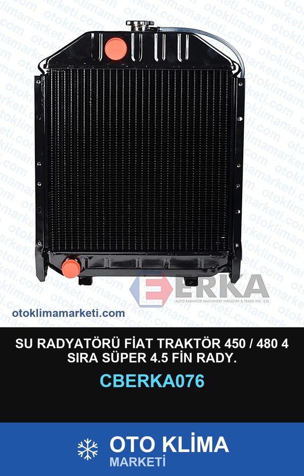 Su Radyatörü Fiat Traktör 450 / 480 4 Sıra Süper 4.5 Fin Rady. — SU RADYATÖRÜ — ERKA marka — Uyumlu: FIAT