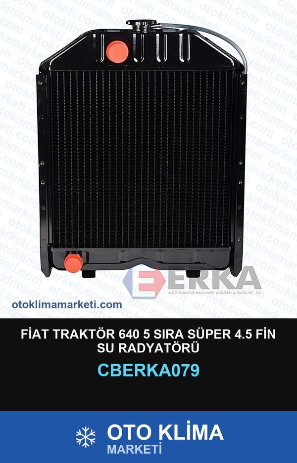 Fiat Traktör 640 5 Sıra Süper 4.5 Fin Su Radyatörü — SU RADYATÖRÜ — ERKA marka — Uyumlu: FIAT