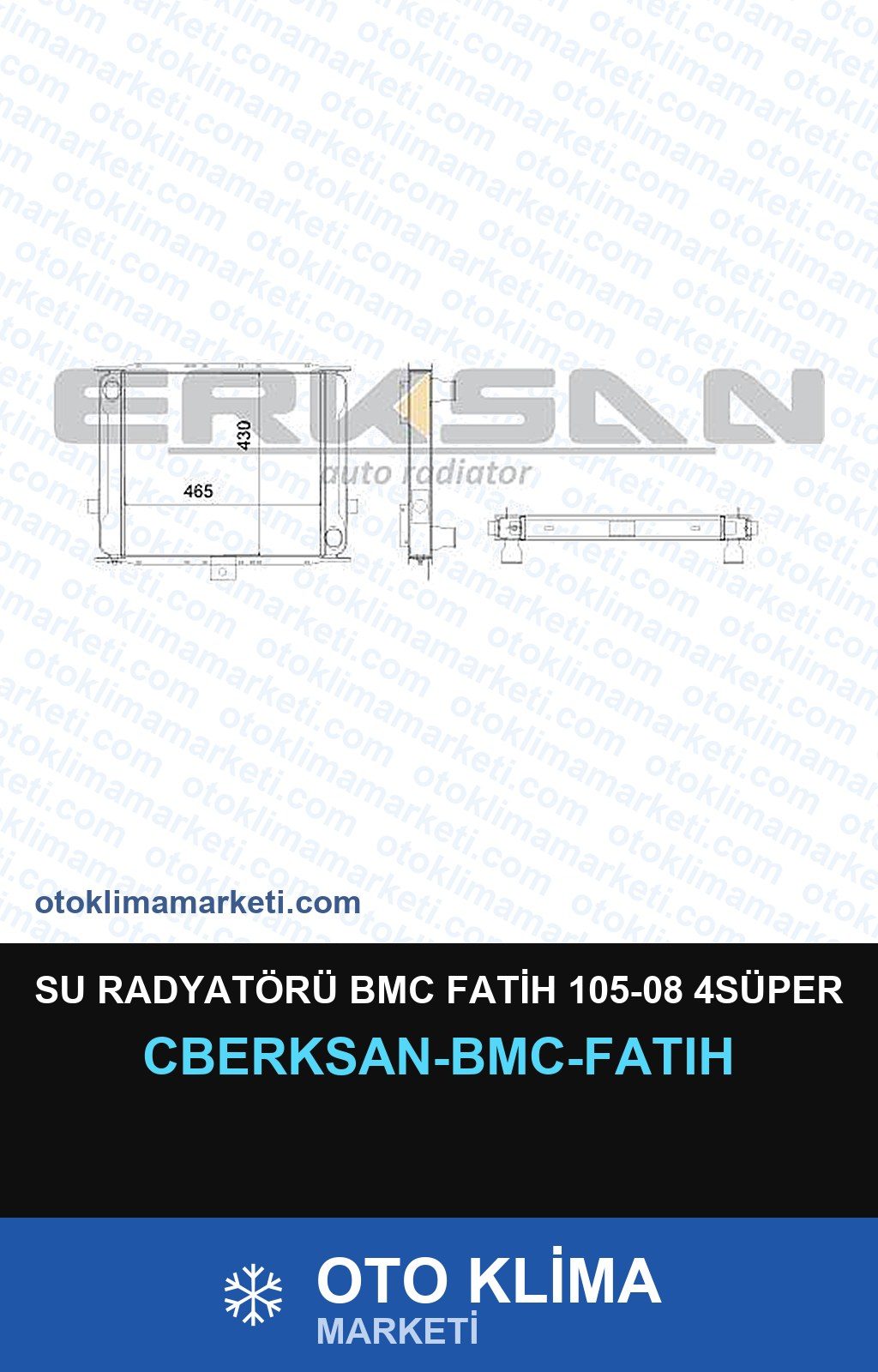 Su Radyatörü BMC Fatih 105-08 4SÜPER — SU RADYATÖRÜ — ERKSAN marka — Uyumlu: BMC