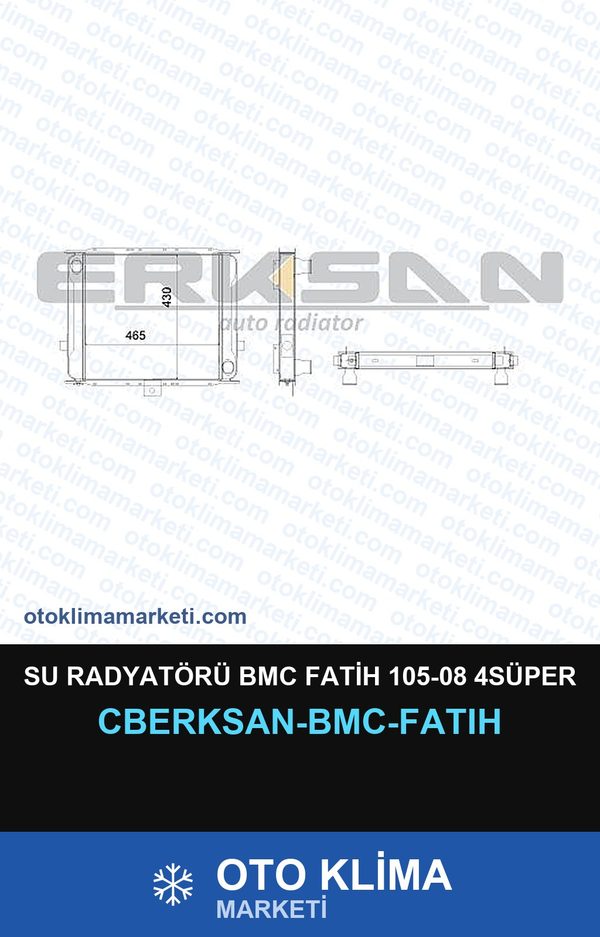 Su Radyatörü BMC Fatih 105-08 4SÜPER — SU RADYATÖRÜ — ERKSAN marka — Uyumlu: BMC