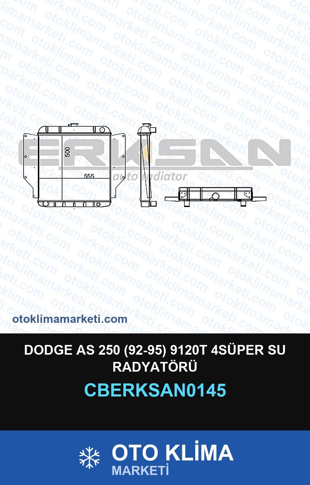 Dodge As 250 (92-95) 9120T 4SÜPER Su Radyatörü — SU RADYATÖRÜ — ERKSAN marka — Uyumlu: DODGE