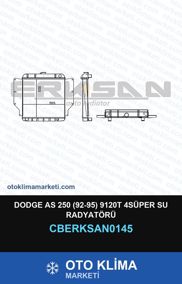Dodge As 250 (92-95) 9120T 4SÜPER Su Radyatörü — SU RADYATÖRÜ — ERKSAN marka — Uyumlu: DODGE