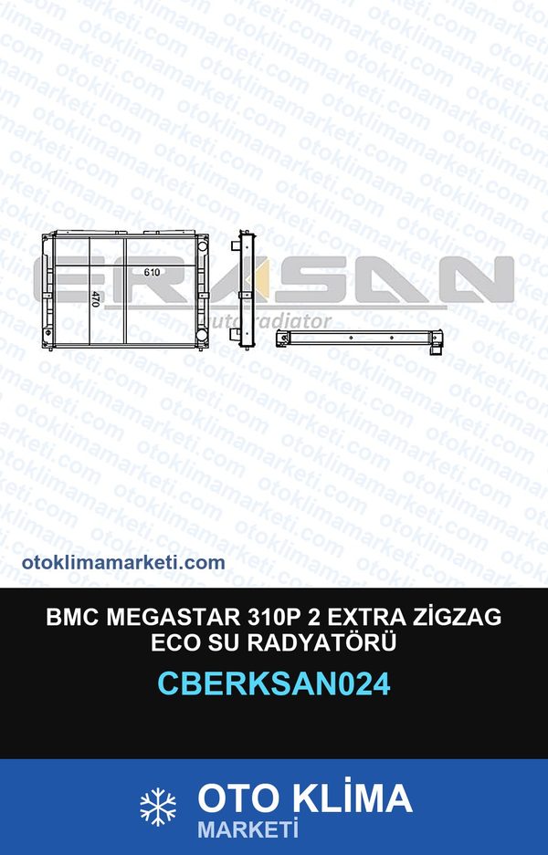 BMC Megastar 310P 2 Extra Zigzag Eco Su Radyatörü — SU RADYATÖRÜ — ERKSAN marka — Uyumlu: BMC