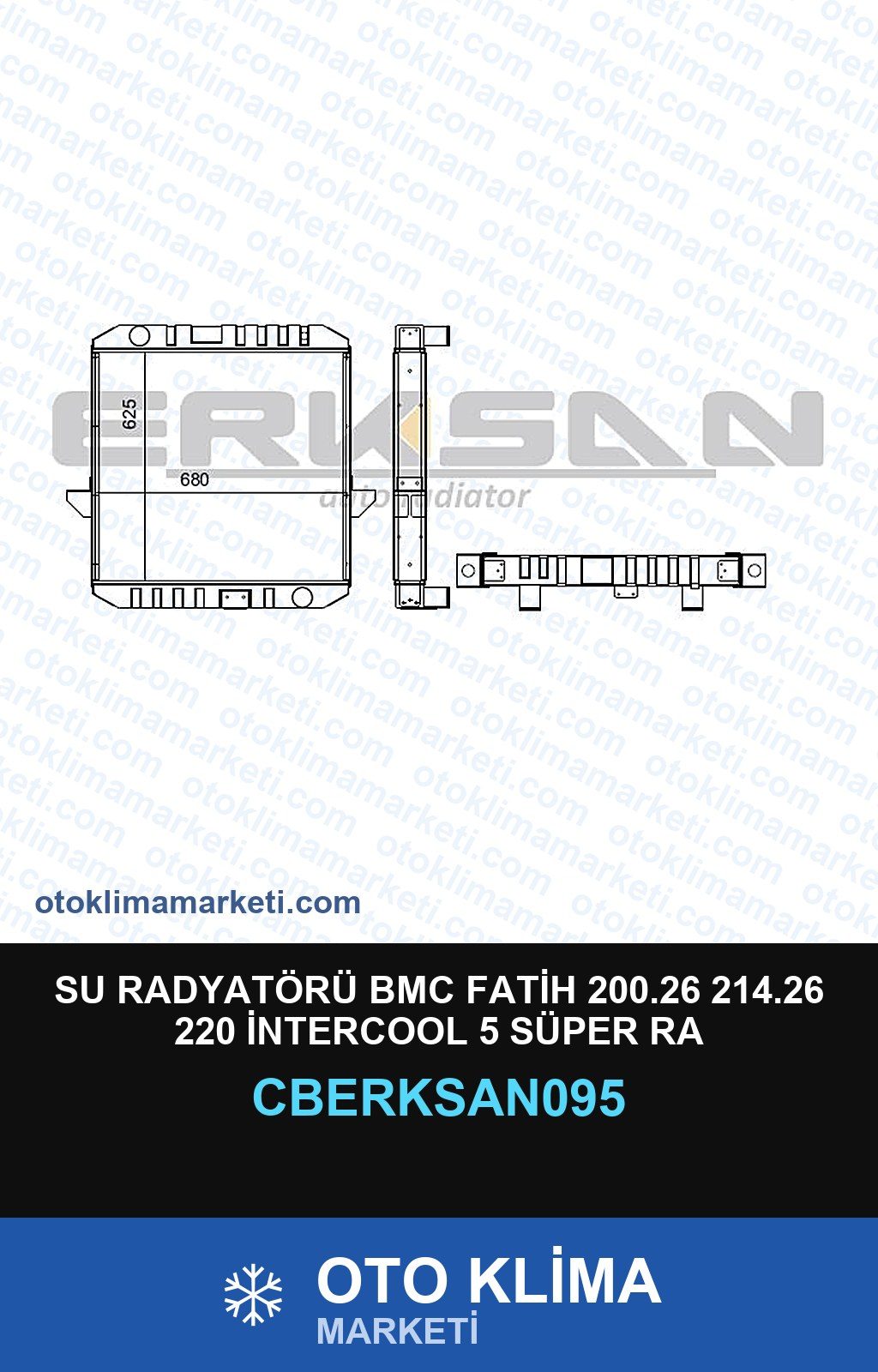 Su Radyatörü BMC Fatih 200.26 214.26 220 İntercool 5 Süper Ra — SU RADYATÖRÜ — ERKSAN marka — Uyumlu: BMC