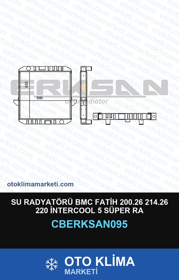 Su Radyatörü BMC Fatih 200.26 214.26 220 İntercool 5 Süper Ra — SU RADYATÖRÜ — ERKSAN marka — Uyumlu: BMC