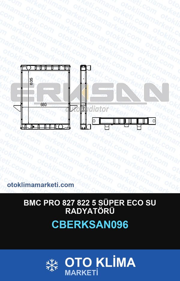 BMC Pro 827 822 5 Süper Eco Su Radyatörü — SU RADYATÖRÜ — ERKSAN marka — Uyumlu: BMC