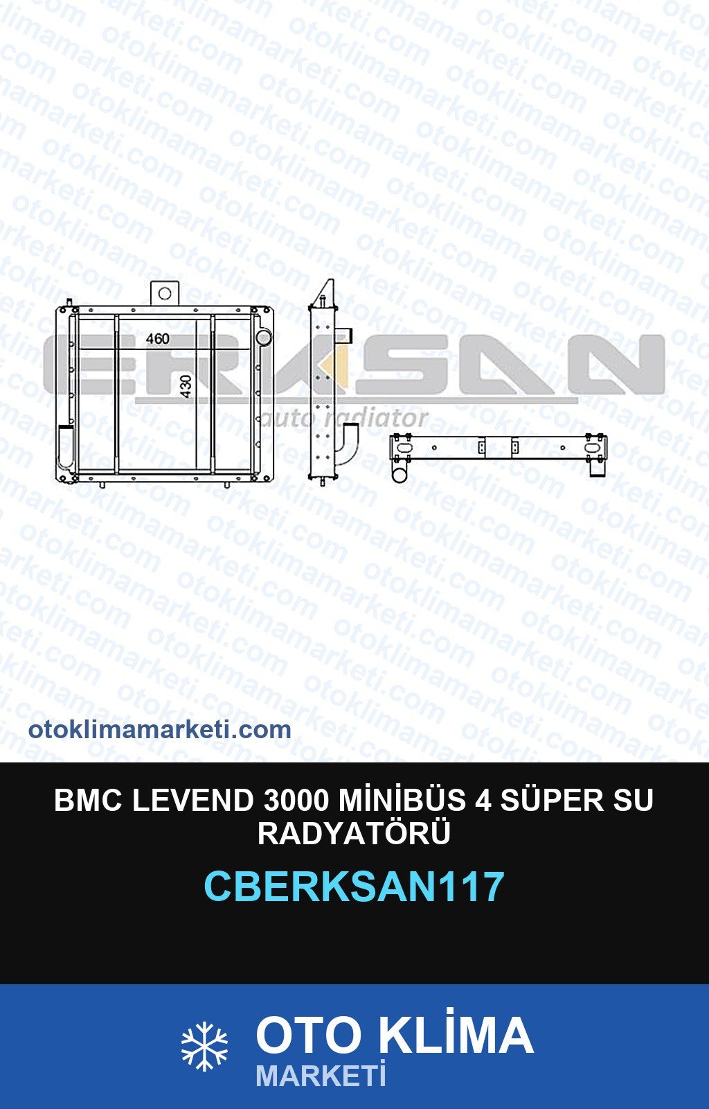 BMC Levend 3000 Minibüs 4 Süper Su Radyatörü — SU RADYATÖRÜ — ERKSAN marka — Uyumlu: BMC