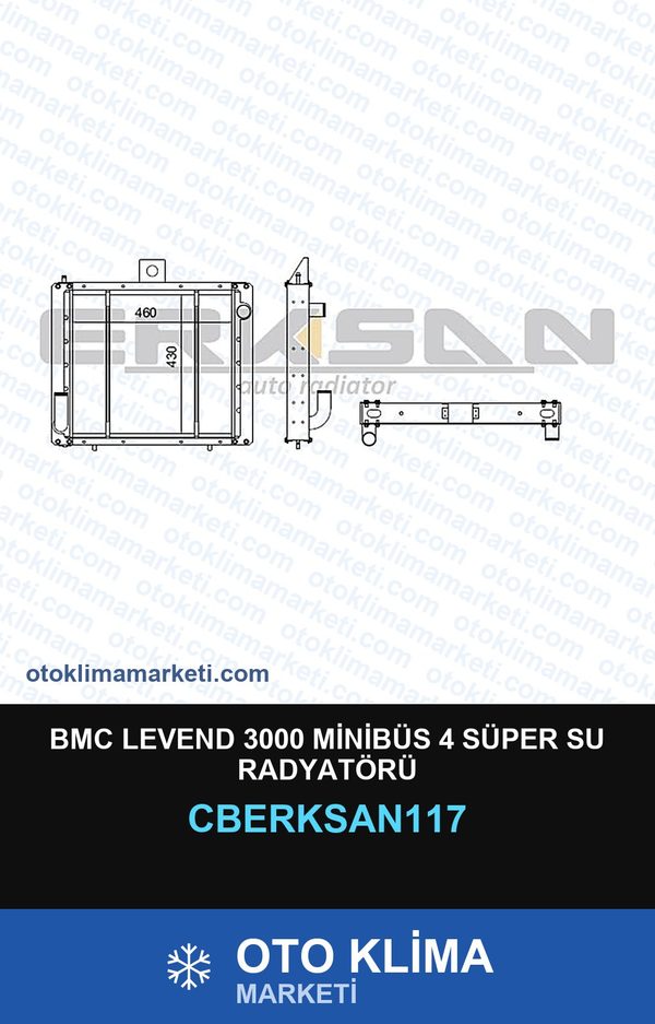 BMC Levend 3000 Minibüs 4 Süper Su Radyatörü — SU RADYATÖRÜ — ERKSAN marka — Uyumlu: BMC