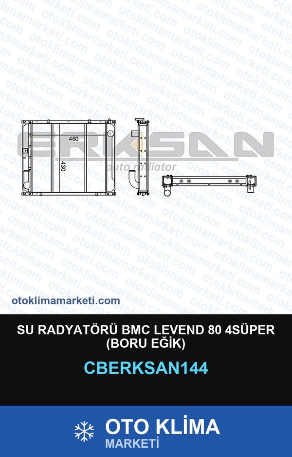 Su Radyatörü BMC Levend 80 4SÜPER (Boru Eğik) — SU RADYATÖRÜ — ERKSAN marka — Uyumlu: BMC