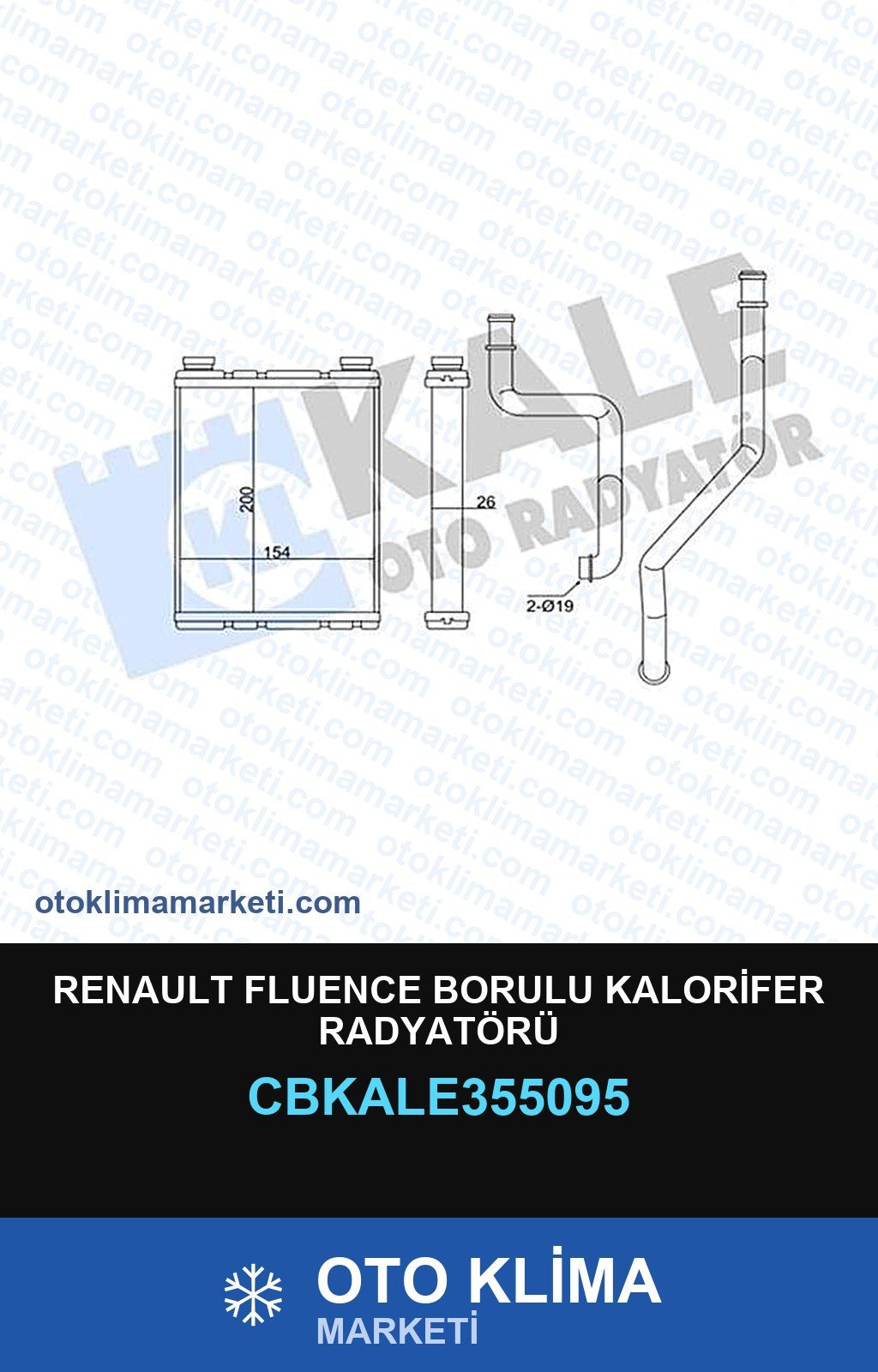 Renault Fluence Borulu Kalorifer Radyatörü — KALORİFER PETEĞİ — KALE marka — Uyumlu: RENAULT