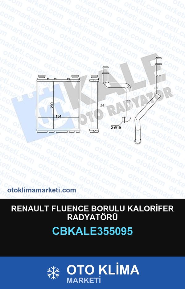 Renault Fluence Borulu Kalorifer Radyatörü — KALORİFER PETEĞİ — KALE marka — Uyumlu: RENAULT