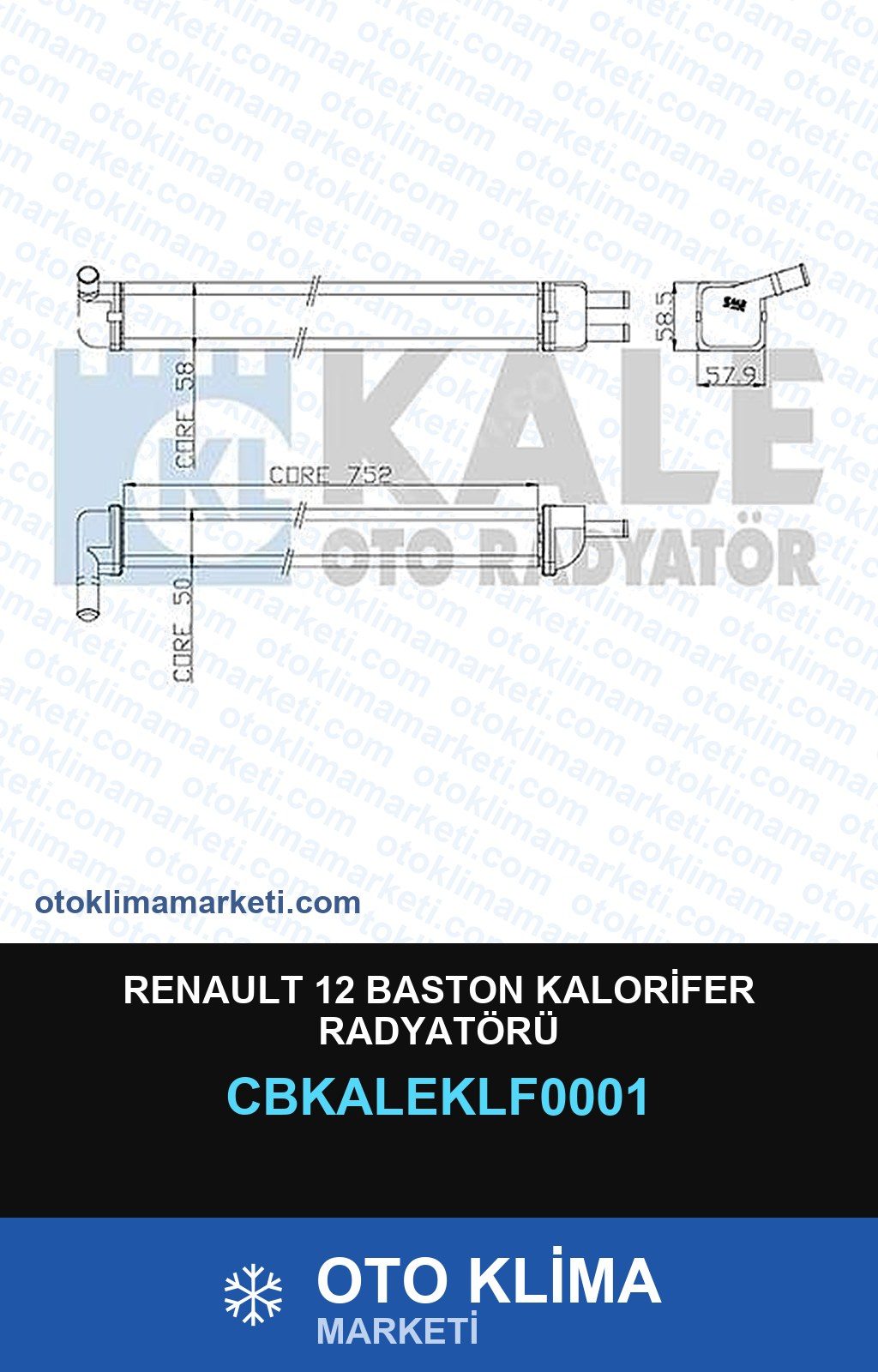 Renault 12 Baston Kalorifer Radyatörü — KALORİFER PETEĞİ — KALE marka — Uyumlu: RENAULT