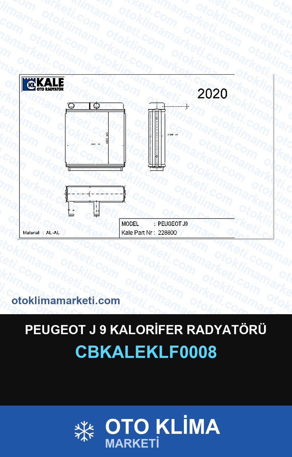 Peugeot J 9 Kalorifer Radyatörü — KALORİFER PETEĞİ — KALE marka — Uyumlu: PEUGEOT