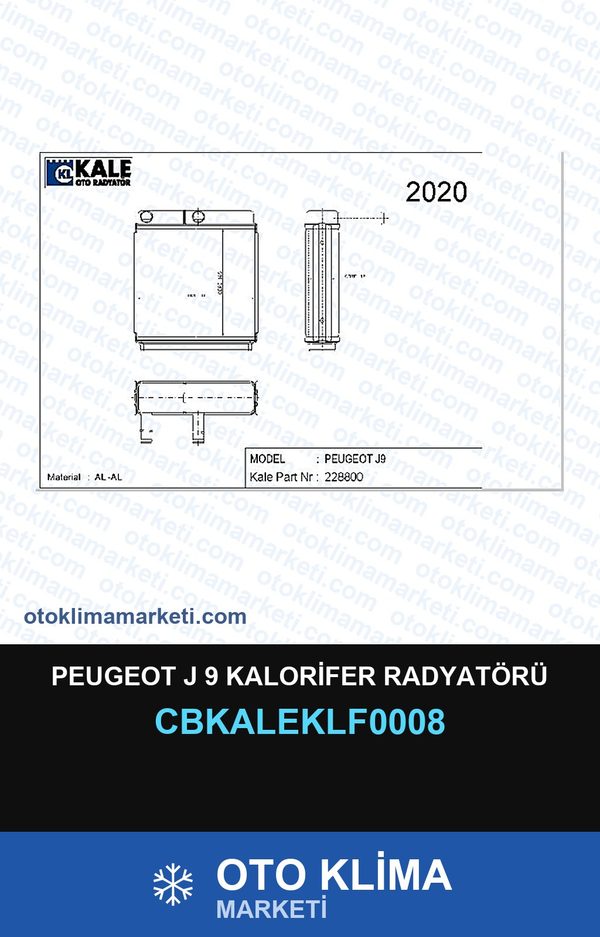 Peugeot J 9 Kalorifer Radyatörü — KALORİFER PETEĞİ — KALE marka — Uyumlu: PEUGEOT