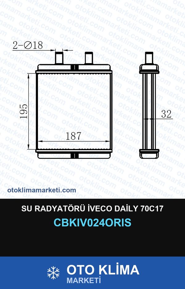 Su Radyatörü İveco Daily 70C17 — SU RADYATÖRÜ — ORİS marka — Uyumlu: IVECO
